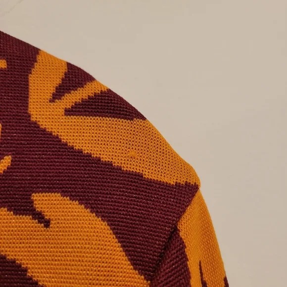 Zara Floral Wrap Crop Sweater Jacket Long Sleeve Orange Red Leaf Pattern Tie EUC - Picture 14 of 14